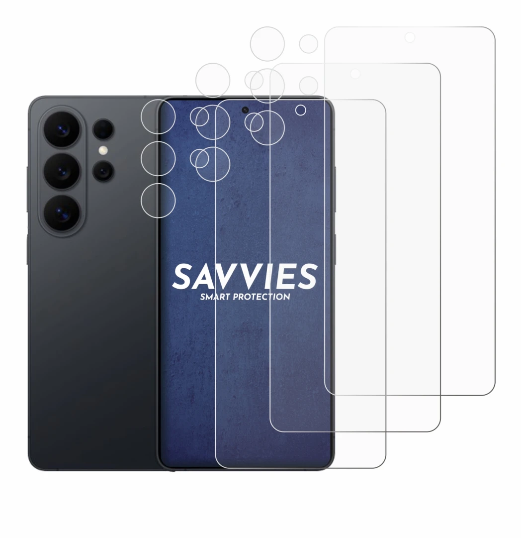 Image de l'appareil Samsung Galaxy S26 Ultra (Avant+Caméra) avec une grande variété de protections d'écran.