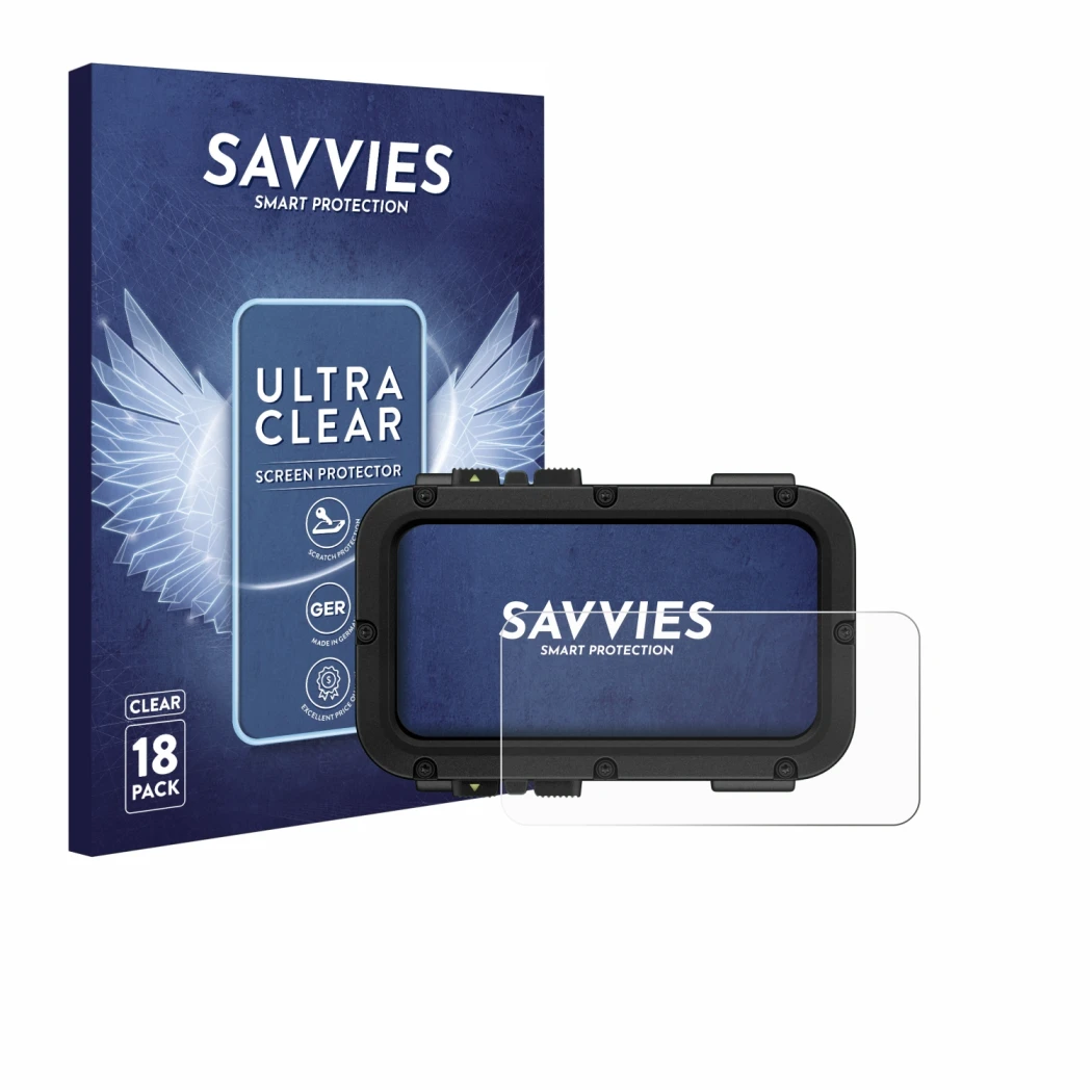 Face avant d’un emballage produit avec le logo de la marque Savvies. À côté, l’appareil Suunto Nautic est représenté avec la p