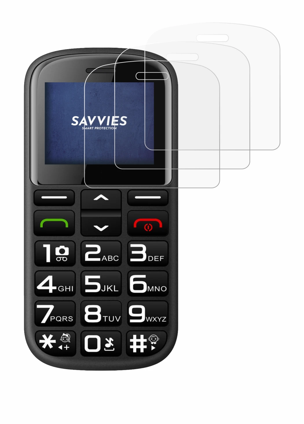 Image de l'appareil artfone CS182 avec une grande variété de protections d'écran.