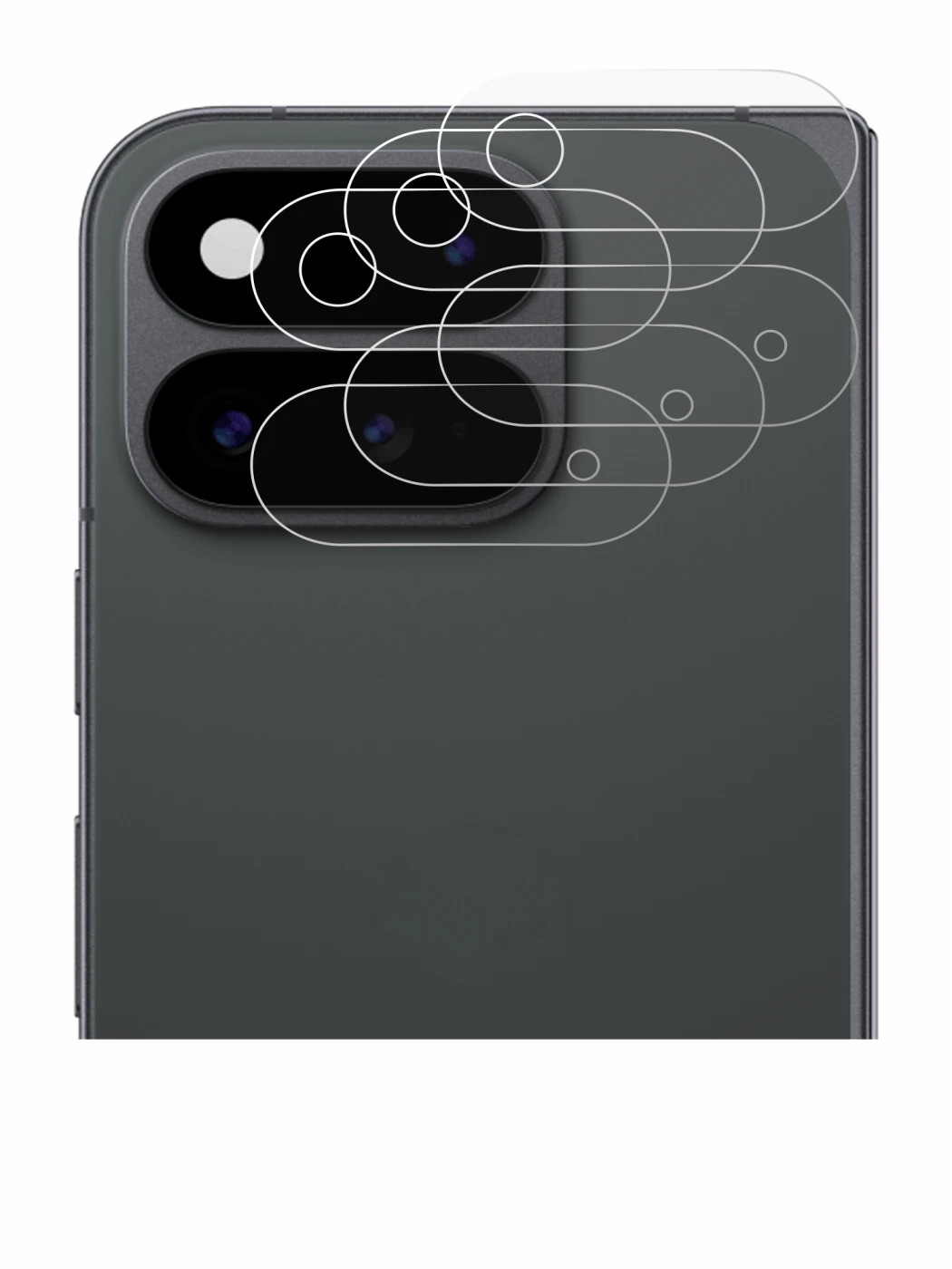 Image de l'appareil Google Pixel 11 Pro Fold (Caméra UNIQUEMENT) avec une grande variété de protections d'écran.