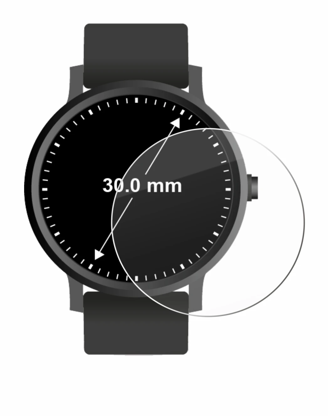 Image de l'appareil Circulaire Displays (ø: 30 mm) avec une grande variété de protections d'écran.