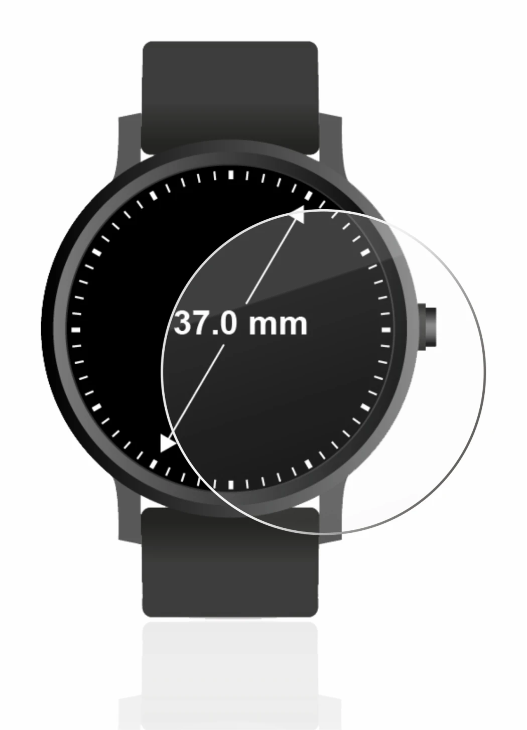 Image de l'appareil Circulaire Displays (ø: 37 mm) avec une grande variété de protections d'écran.
