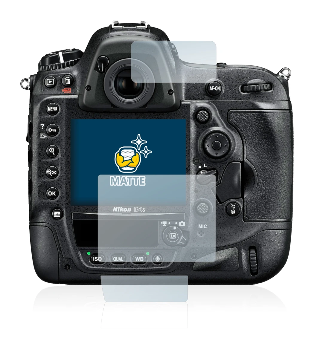 Image de l'appareil Nikon D4S avec une grande variété de protections d'écran.