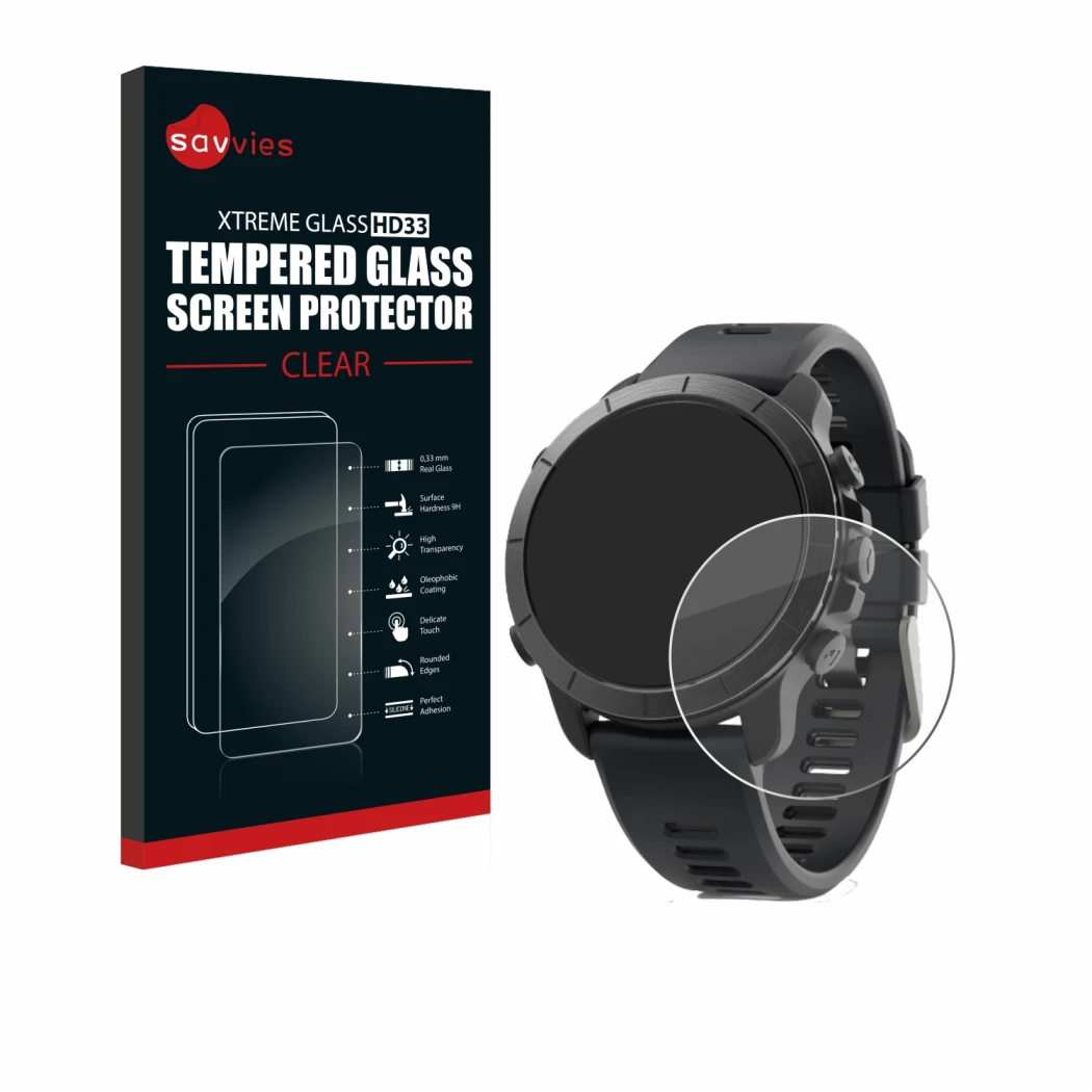 Face avant d’un emballage produit avec le logo de la marque Savvies. À côté, l’appareil Wahoo Elemnt Rival est représenté avec