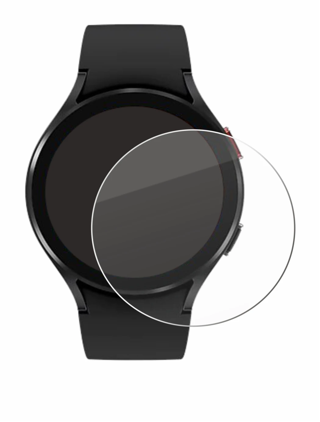 Image de l'appareil Samsung Galaxy Watch 4 (44mm) avec une grande variété de protections d'écran.