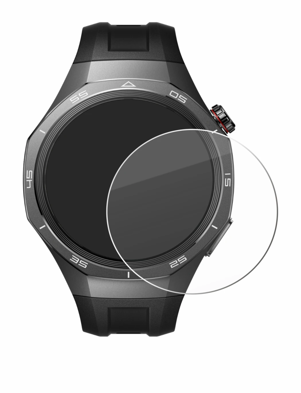Image de l'appareil Huawei Watch GT 5 Pro (46 mm) avec une grande variété de protections d'écran.