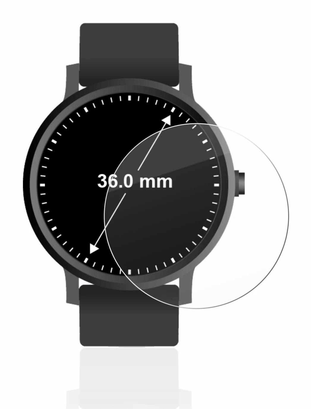 Image de l'appareil Montres (Circulaire, ø: 36 mm) avec une grande variété de protections d'écran.