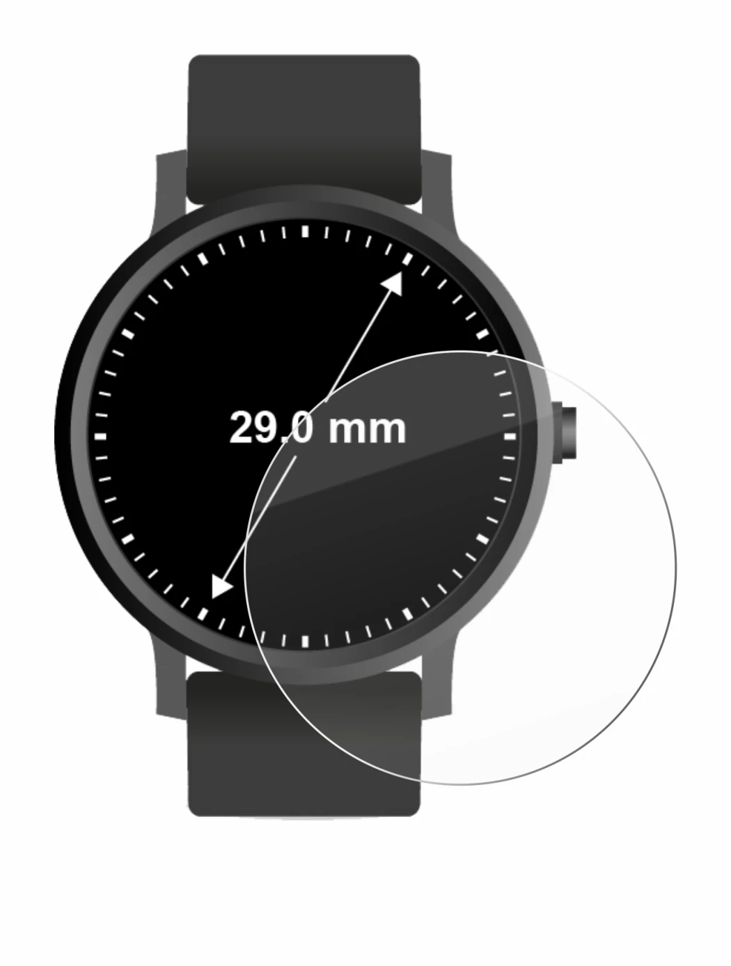 Image de l'appareil Montres (Circulaire, ø: 29 mm) avec une grande variété de protections d'écran.