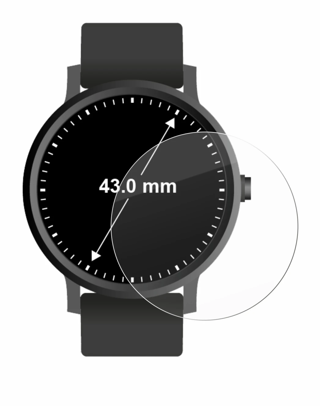 Image de l'appareil Montres (Circulaire, ø: 43 mm) avec une grande variété de protections d'écran.