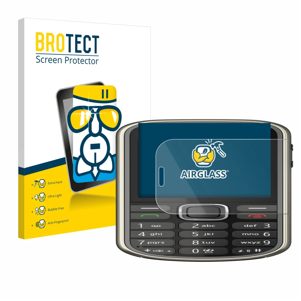 Face avant d’un emballage produit avec le logo de la marque BROTECT. À côté, l’appareil Nokia 3720 classic est représenté avec