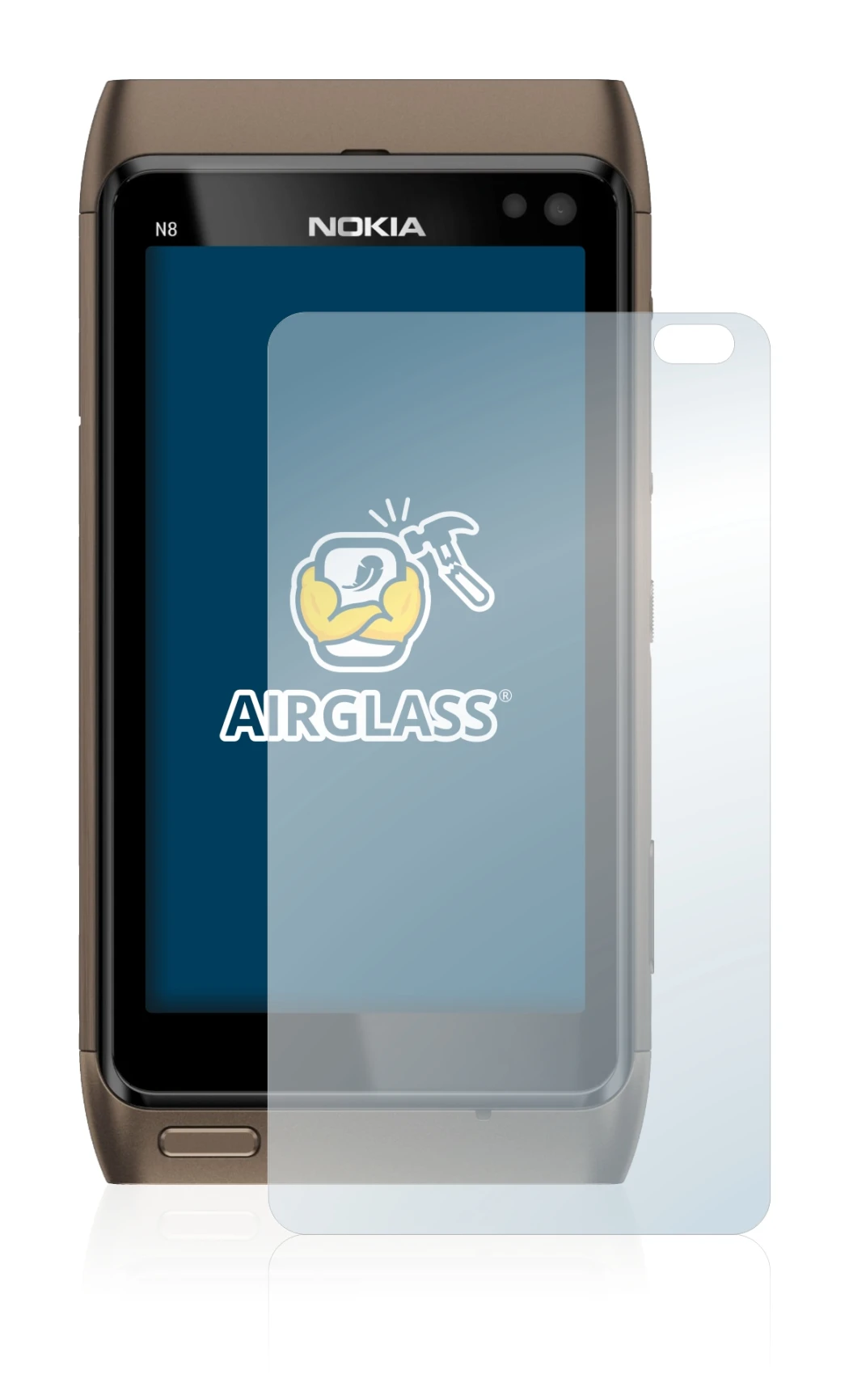 Image de l'appareil Nokia n8 avec une grande variété de protections d'écran.