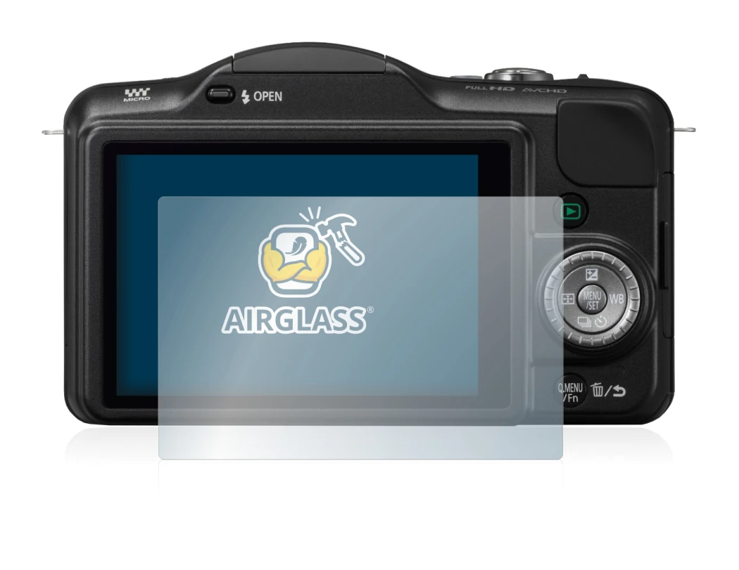 Image de l'appareil Panasonic Lumix DMC-GF3 avec une grande variété de protections d'écran.