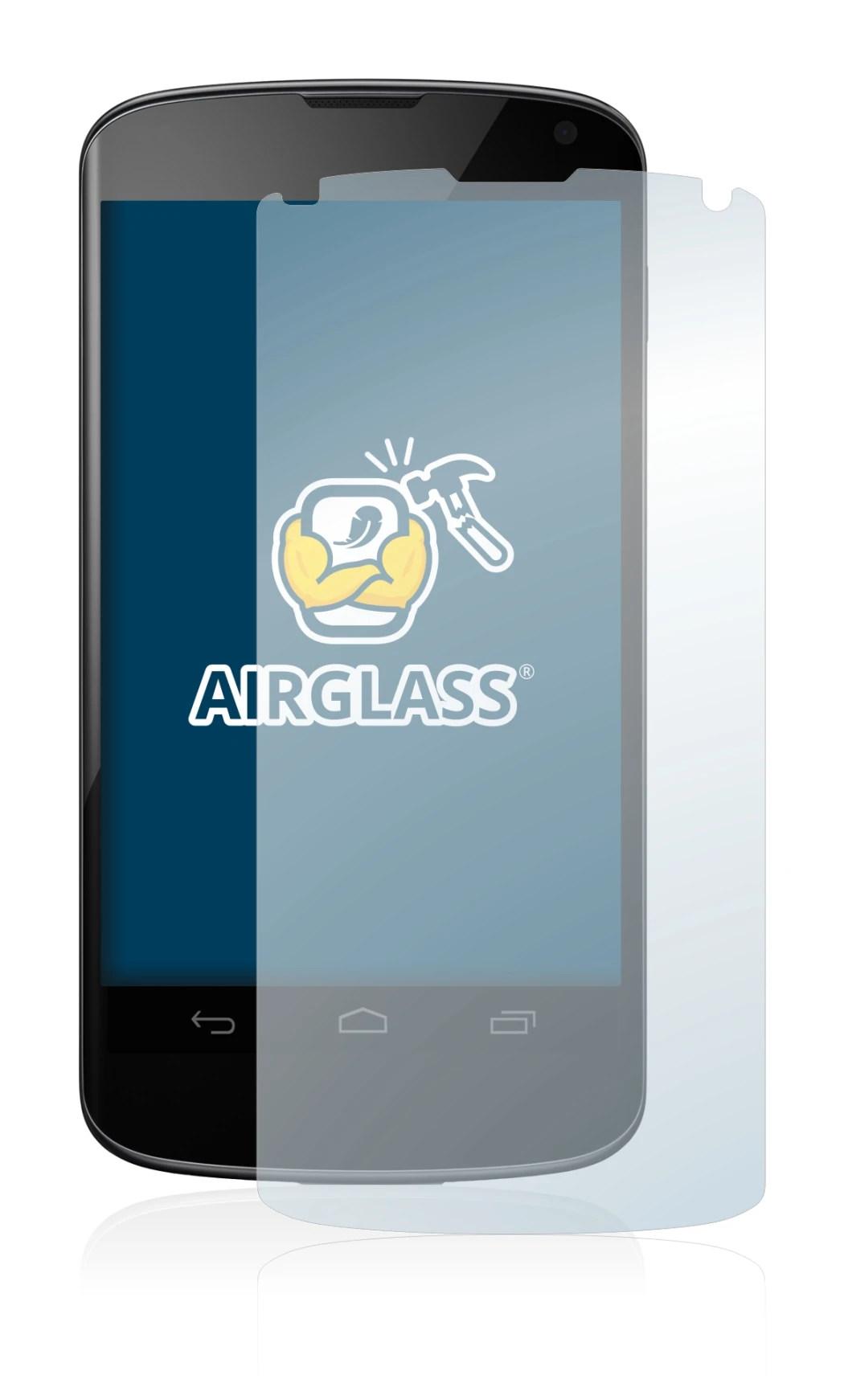 Image de l'appareil Google Nexus 4 avec une grande variété de protections d'écran.
