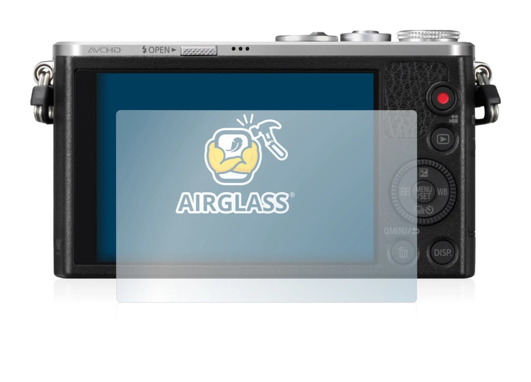 Image de l'appareil Panasonic Lumix DMC-GM1 avec une grande variété de protections d'écran.