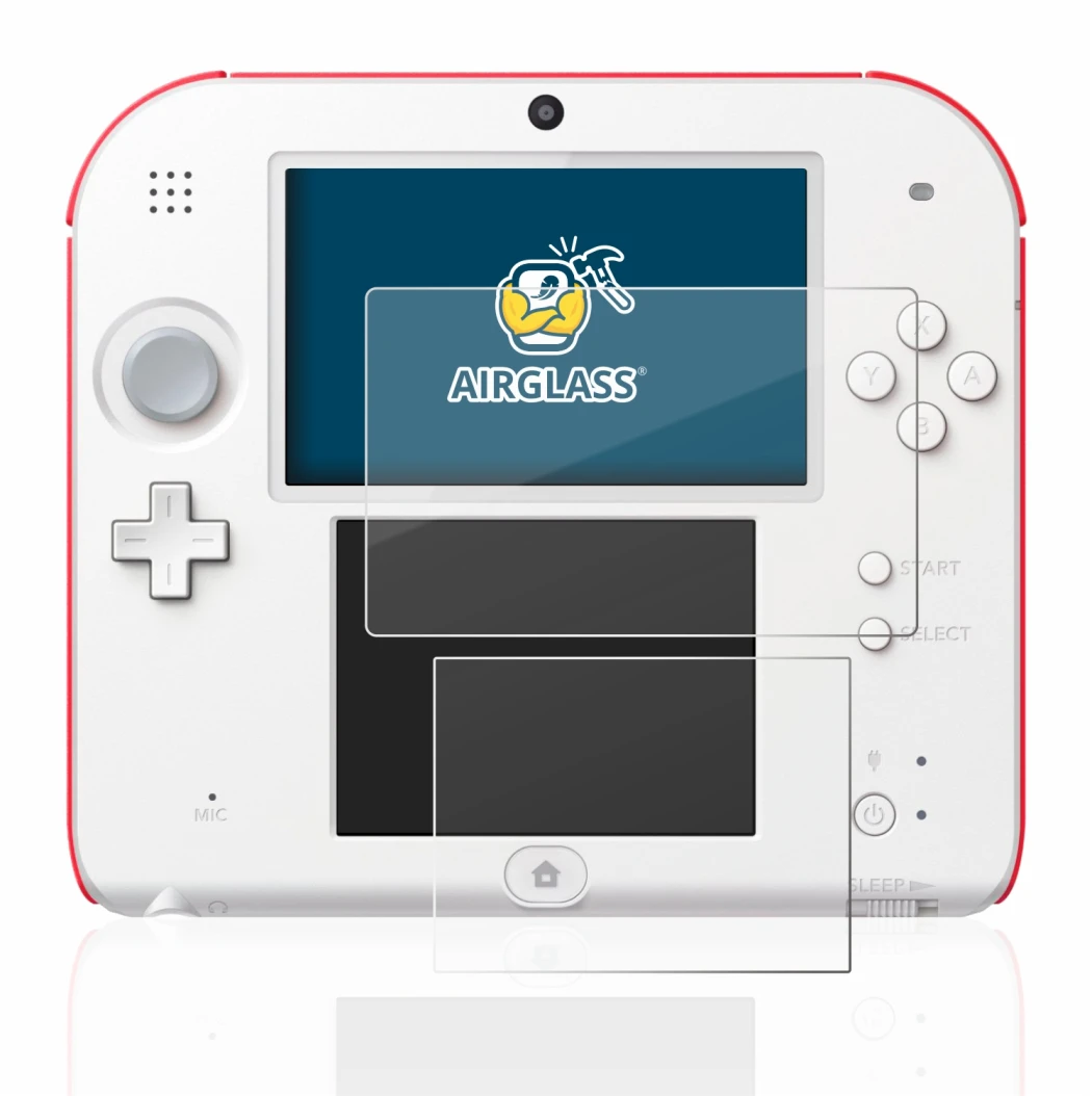 Image de l'appareil Nintendo 2DS avec une grande variété de protections d'écran.