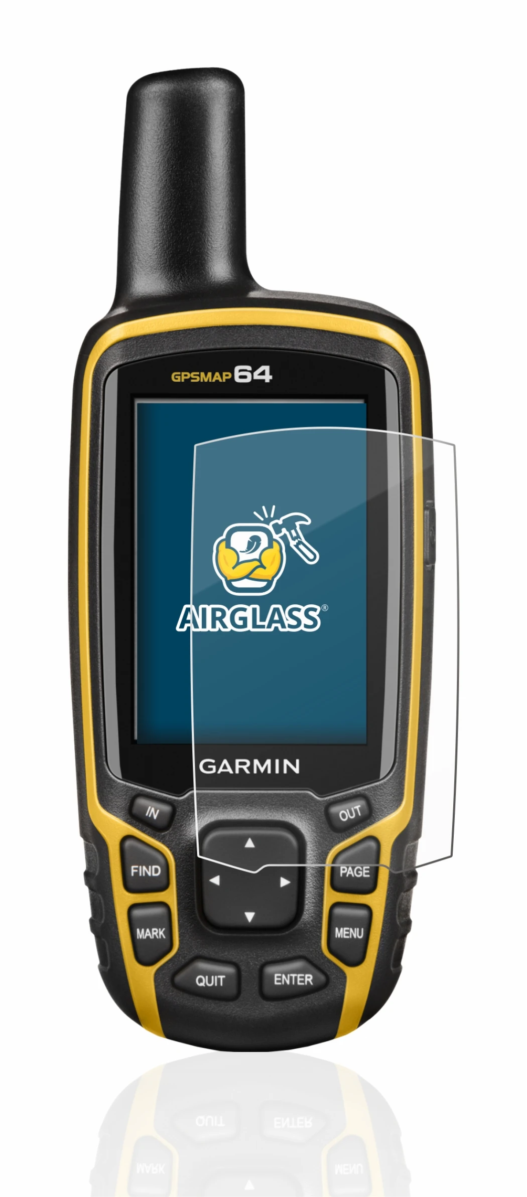 Image de l'appareil Garmin GPSMAP 64 avec une grande variété de protections d'écran.
