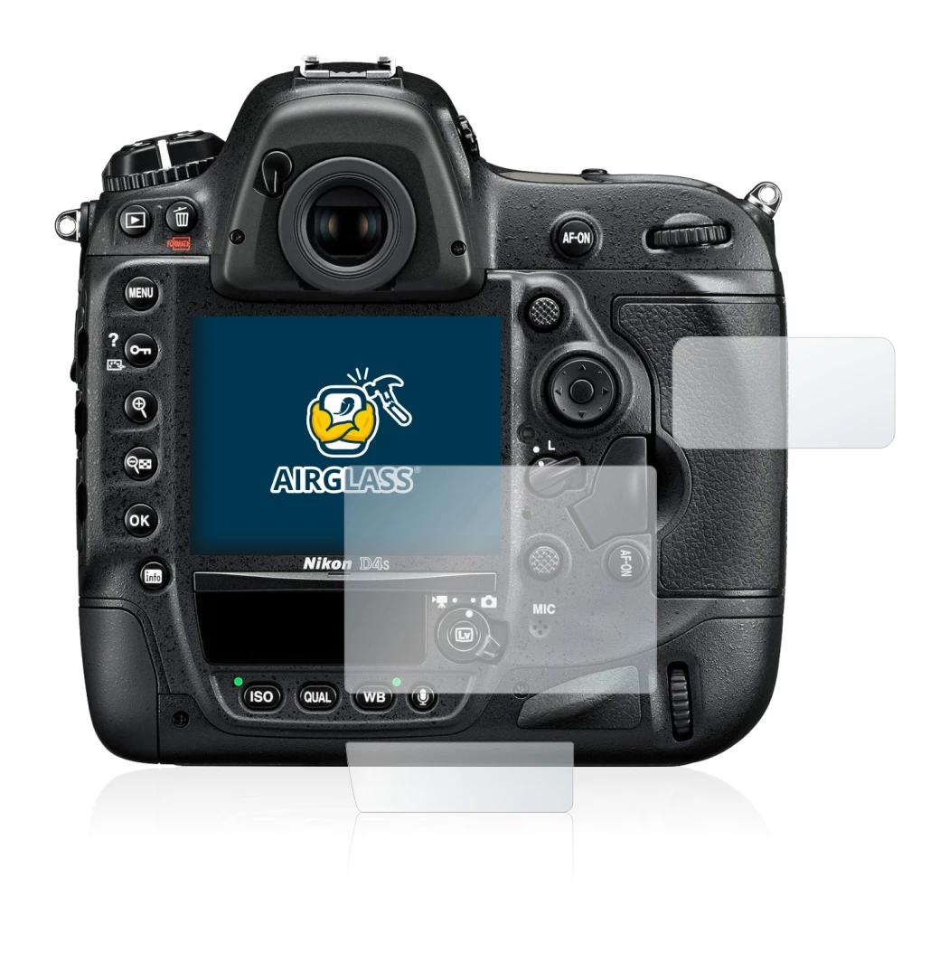 Image de l'appareil Nikon D4S avec une grande variété de protections d'écran.