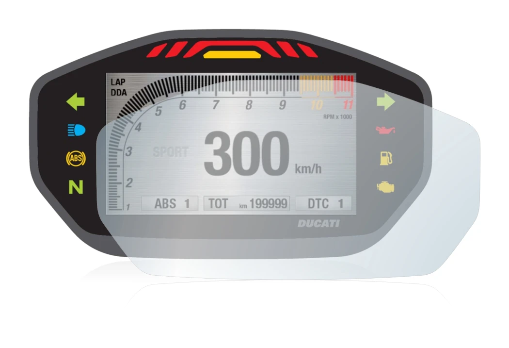 Image de l'appareil Ducati Monster 1200 Colour-TFT-Display avec une grande variété de protections d'écran.