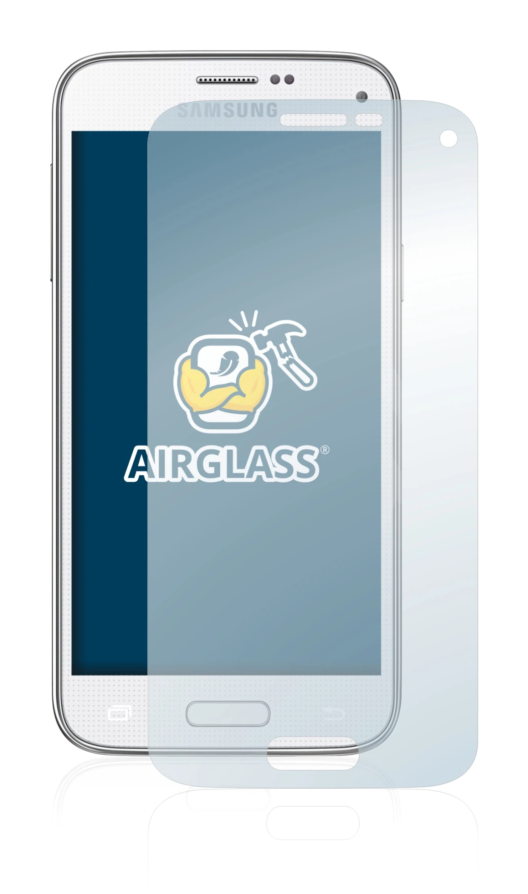 Image de l'appareil Samsung Galaxy S5 Mini SM-G800 avec une grande variété de protections d'écran.