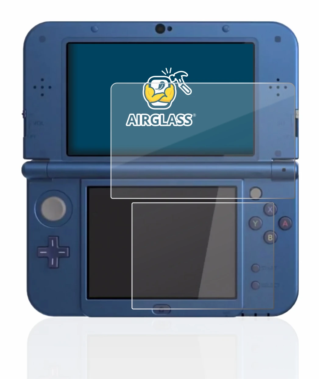 Image de l'appareil Nintendo New 3DS XL avec une grande variété de protections d'écran.