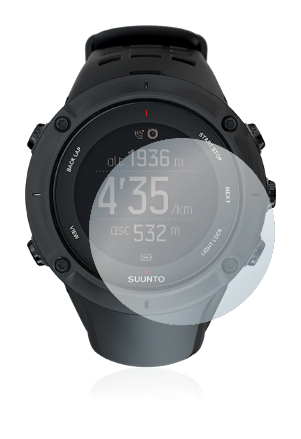 Image de l'appareil Suunto Ambit3 Peak Black avec une grande variété de protections d'écran.