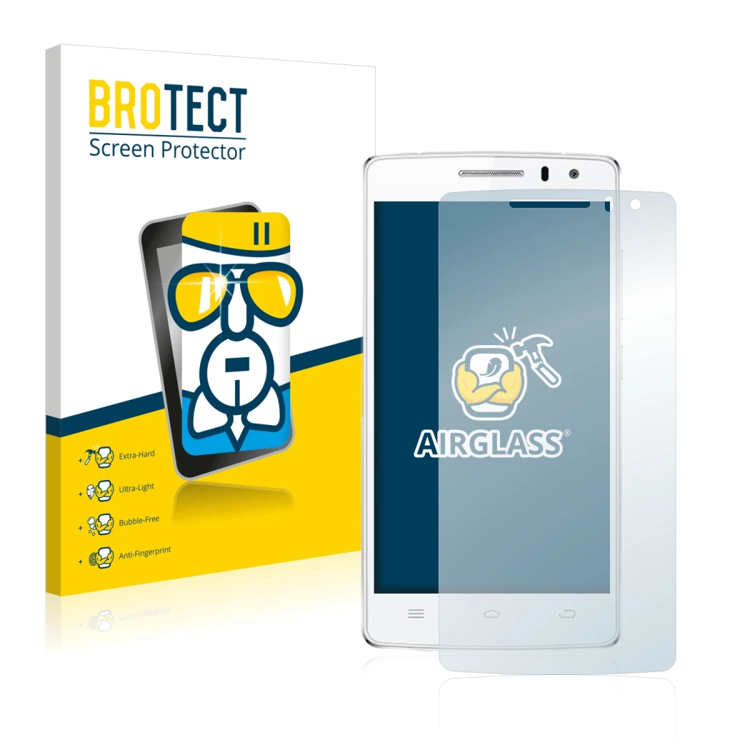 Face avant d’un emballage produit avec le logo de la marque BROTECT. À côté, l’appareil THL 2015 est représenté avec la protec