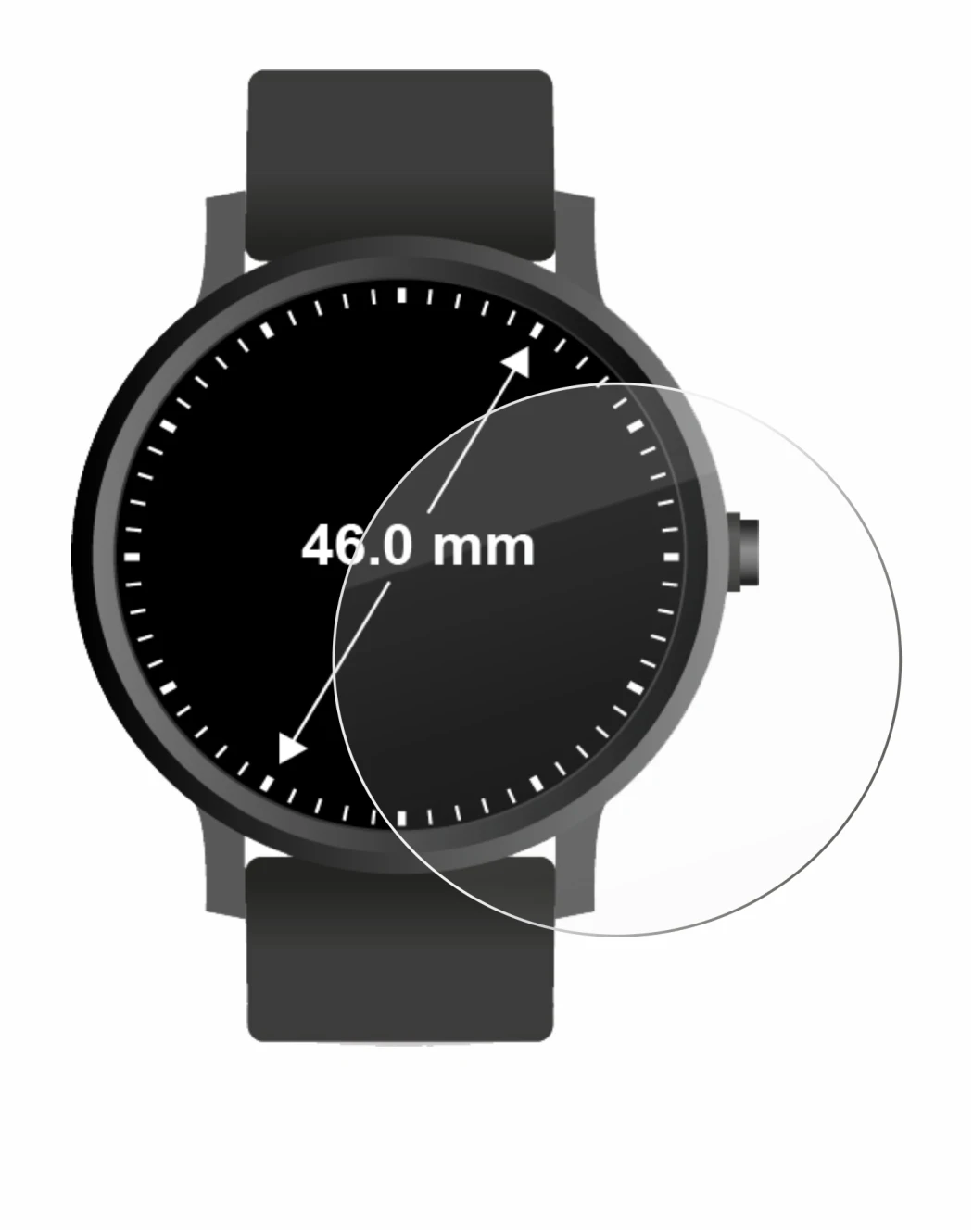 Image de l'appareil Montres (Circulaire, ø: 46 mm) avec une grande variété de protections d'écran.