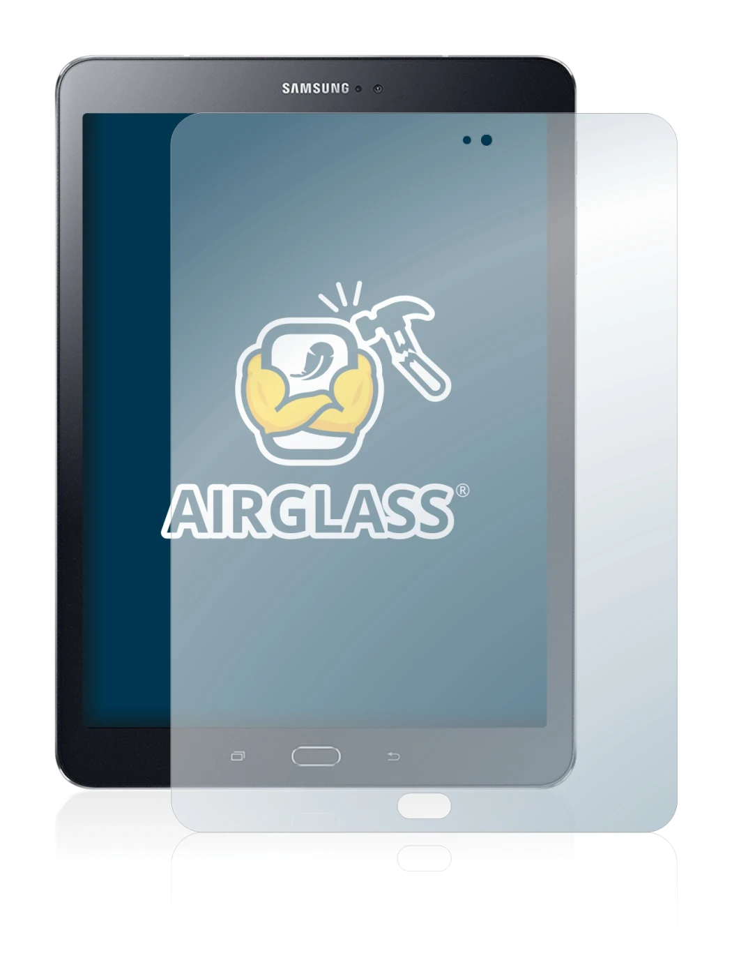 Image de l'appareil Samsung Galaxy Tab S2 9.7 avec une grande variété de protections d'écran.