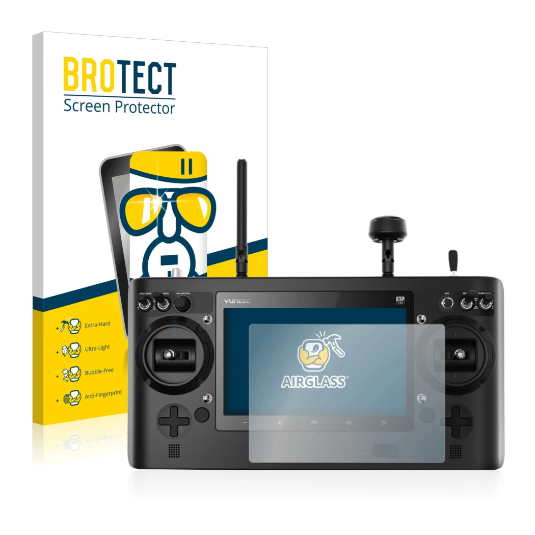 Face avant d’un emballage produit avec le logo de la marque BROTECT. À côté, l’appareil Yuneec ST16 est représenté avec la pro