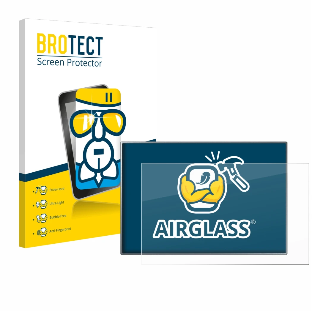 Face avant d’un emballage produit avec le logo de la marque BROTECT. À côté, l’appareil Siemens Simatic HMI KTP 900 Basic est 