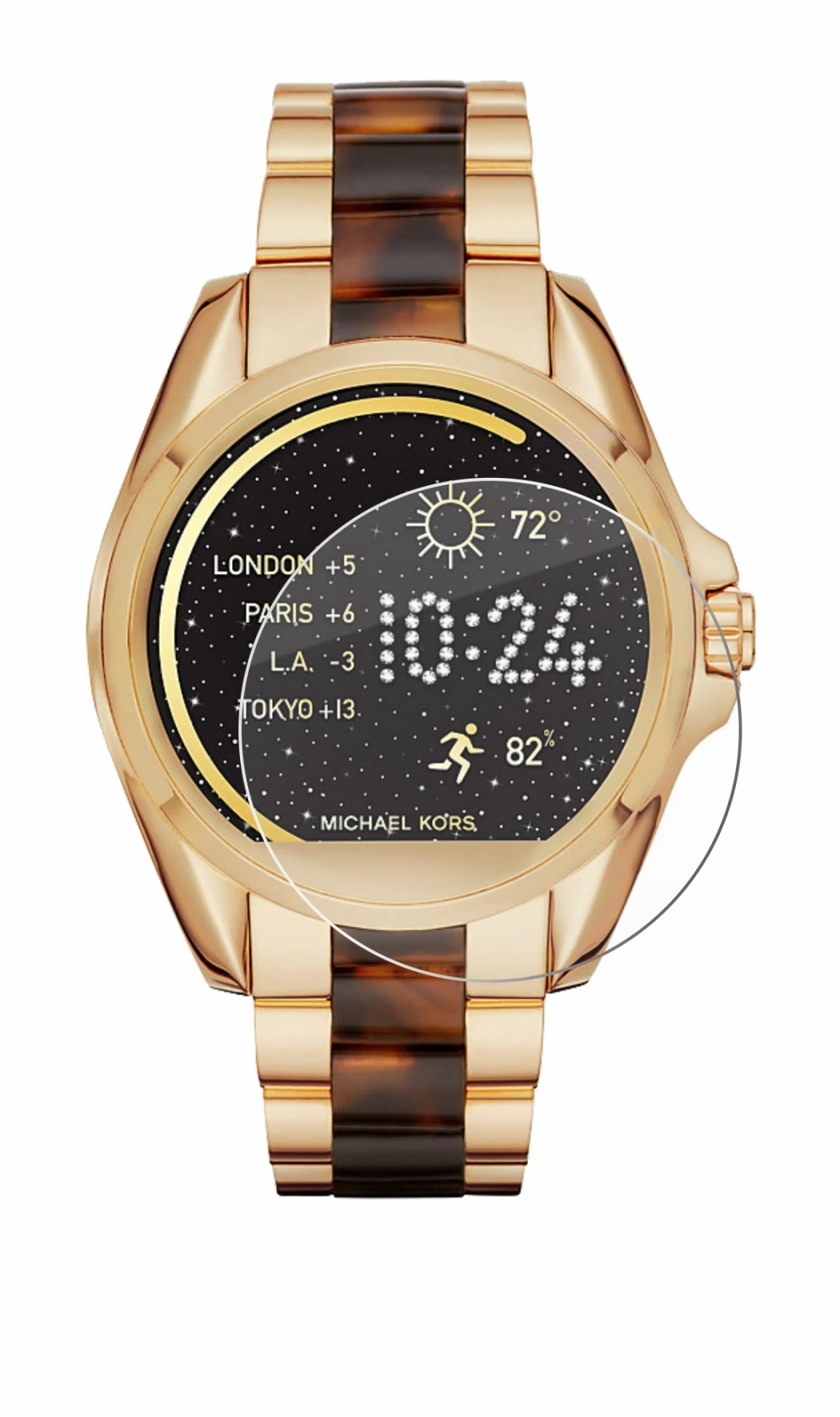 Image de l'appareil Michael Kors Access Bradshaw avec une grande variété de protections d'écran.