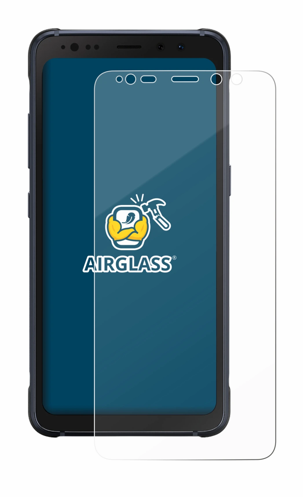 Image de l'appareil Samsung Galaxy S8 Active avec une grande variété de protections d'écran.