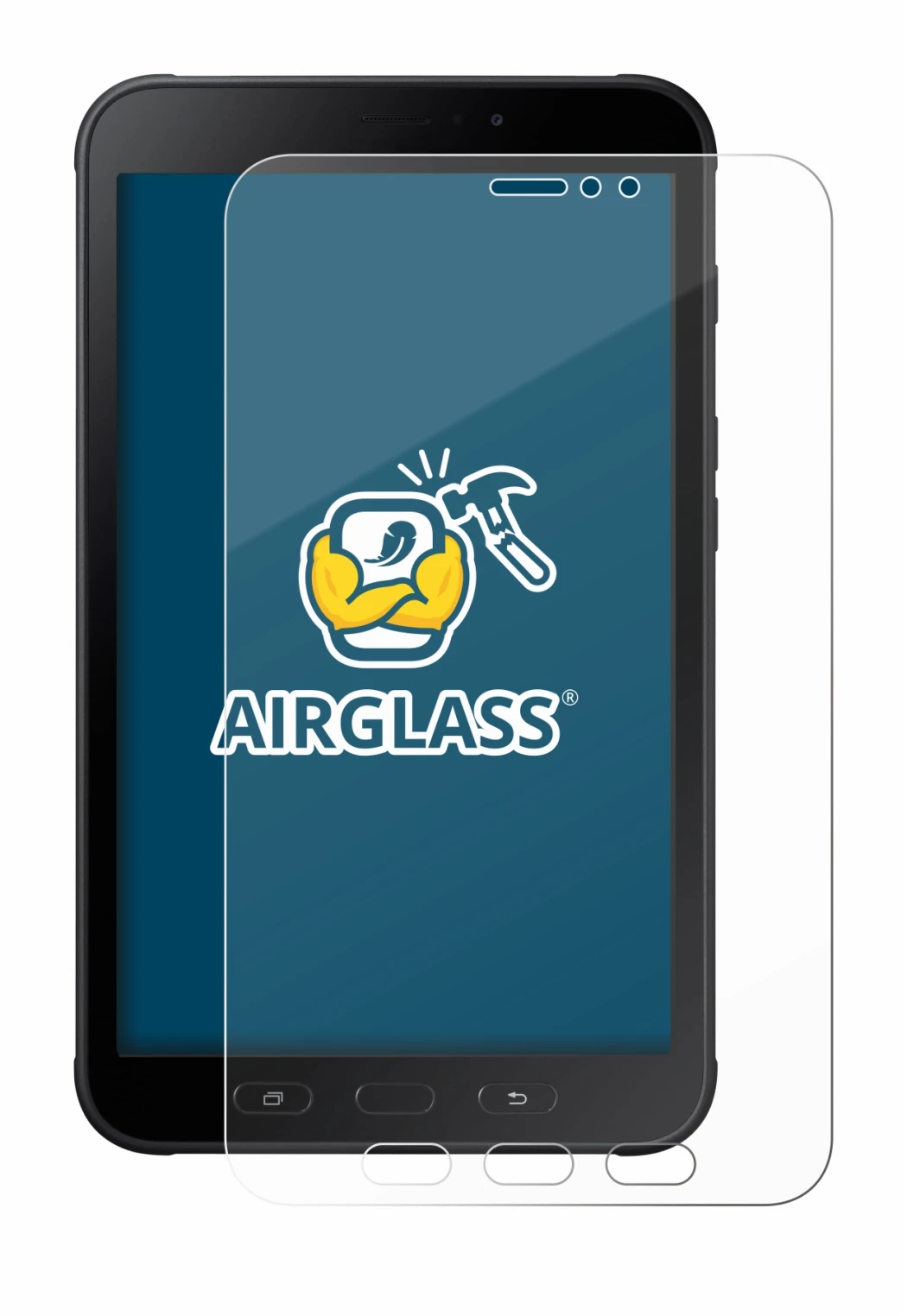 Image de l'appareil Samsung Galaxy Tab Active 2 avec une grande variété de protections d'écran.