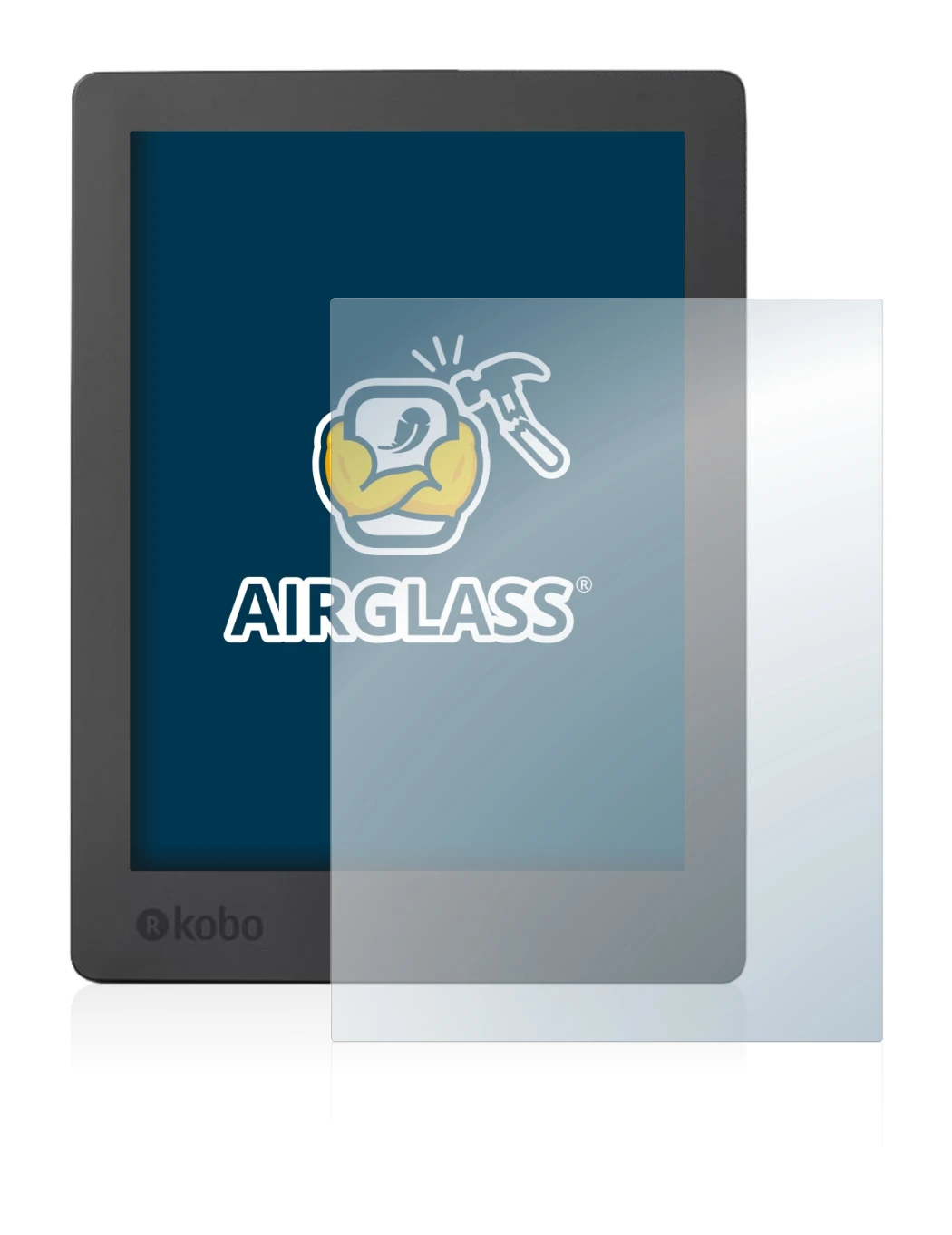 Image de l'appareil Kobo Aura H2O Edition 2 avec une grande variété de protections d'écran.