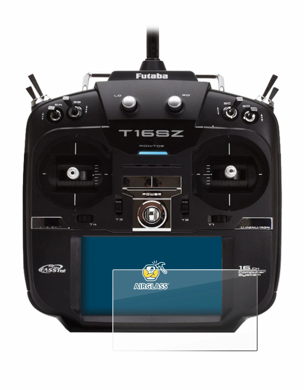 Image de l'appareil Robbe Futaba T16SZ avec une grande variété de protections d'écran.
