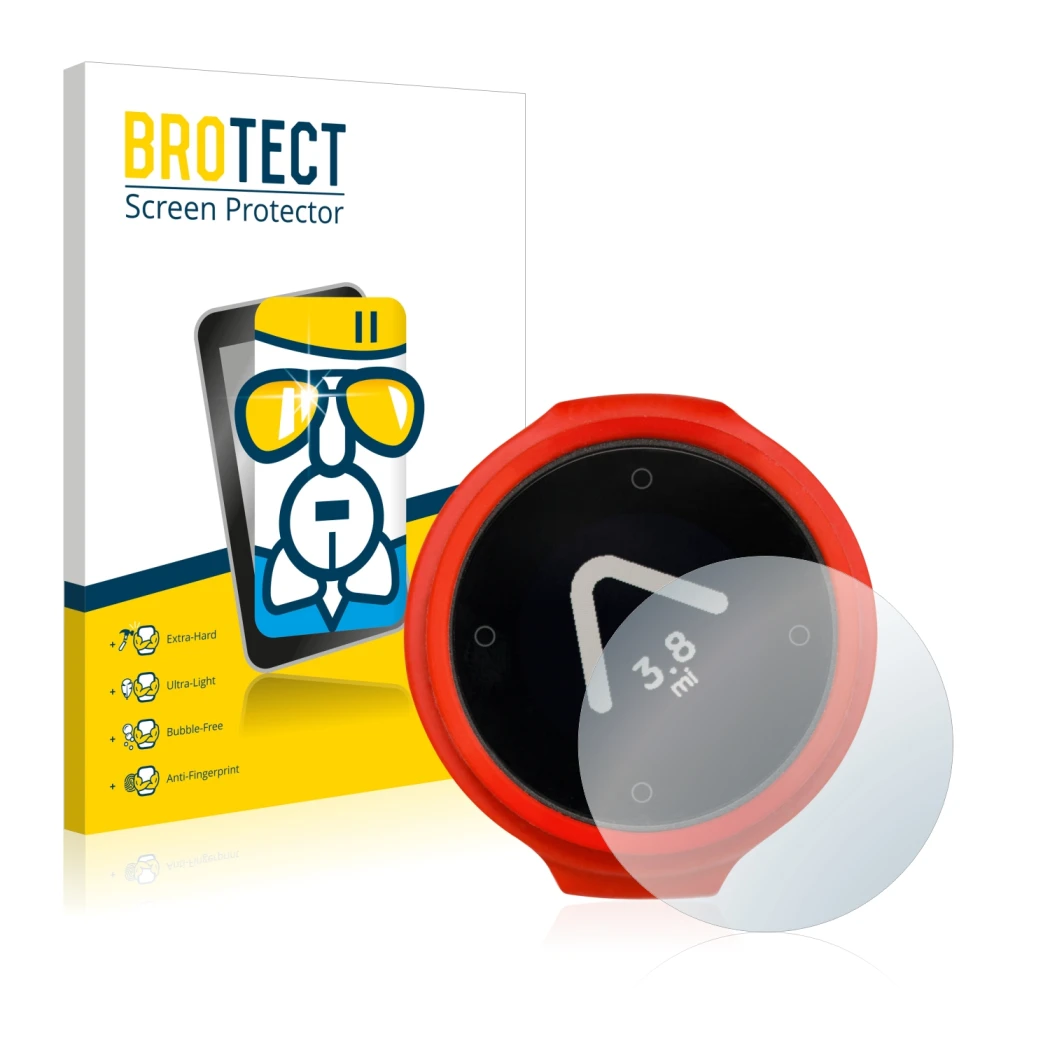 Face avant d’un emballage produit avec le logo de la marque BROTECT. À côté, l’appareil Beeline Velo est représenté avec la pr