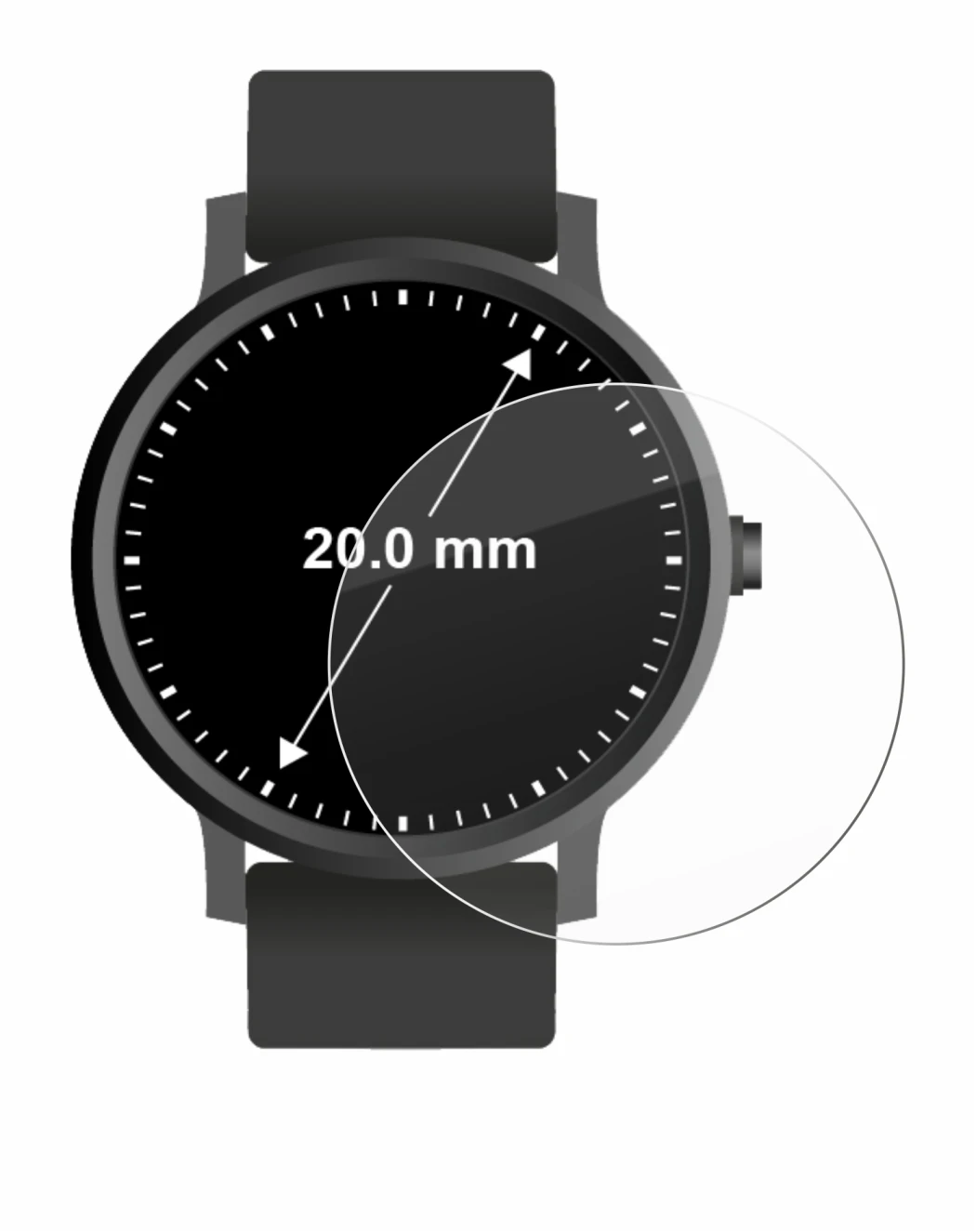 Image de l'appareil Circulaire Displays (ø: 20 mm) avec une grande variété de protections d'écran.