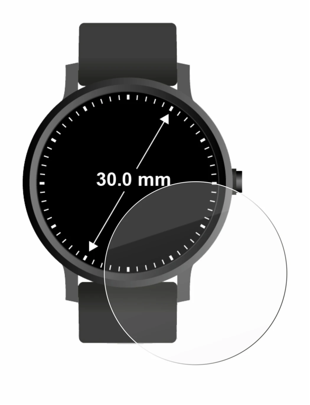 Image de l'appareil Circulaire Displays (ø: 30 mm) avec une grande variété de protections d'écran.