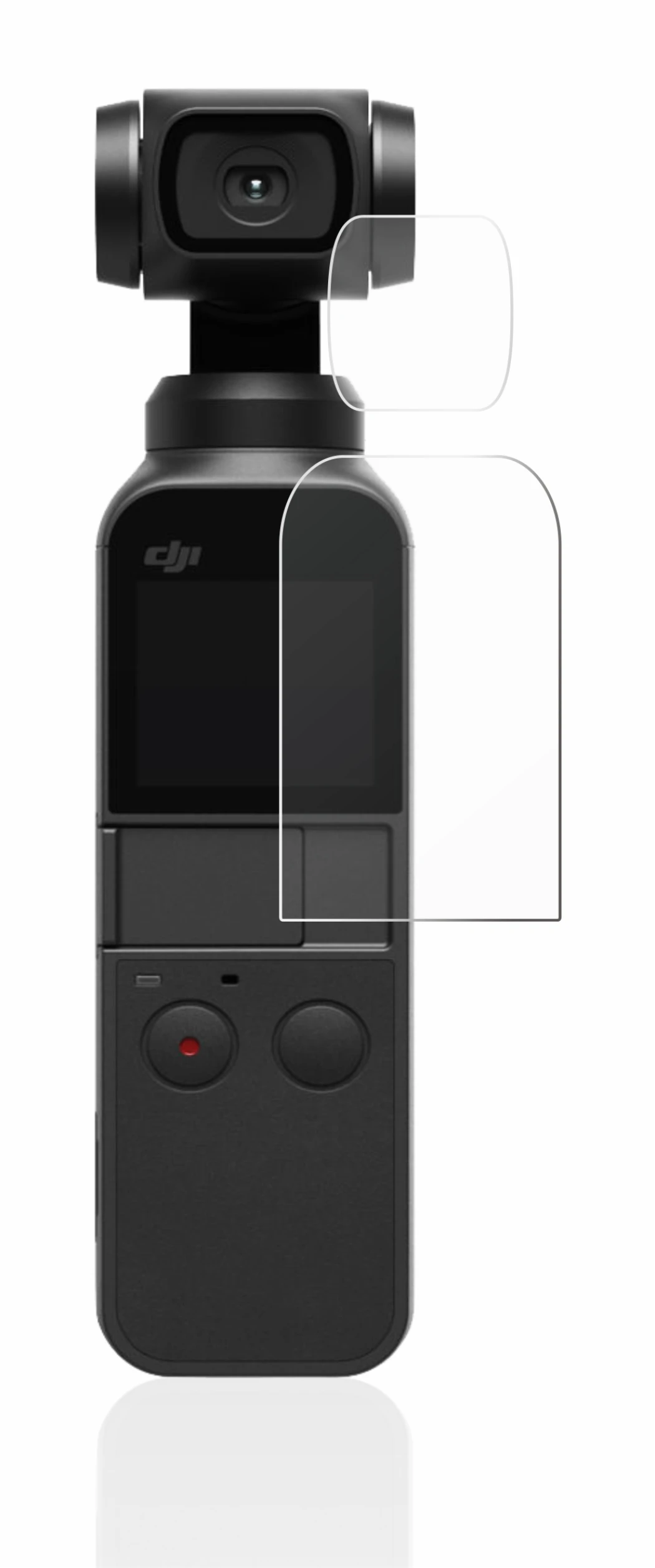 Image de l'appareil DJI Osmo Pocket (Affichage + Lentille) avec une grande variété de protections d'écran.