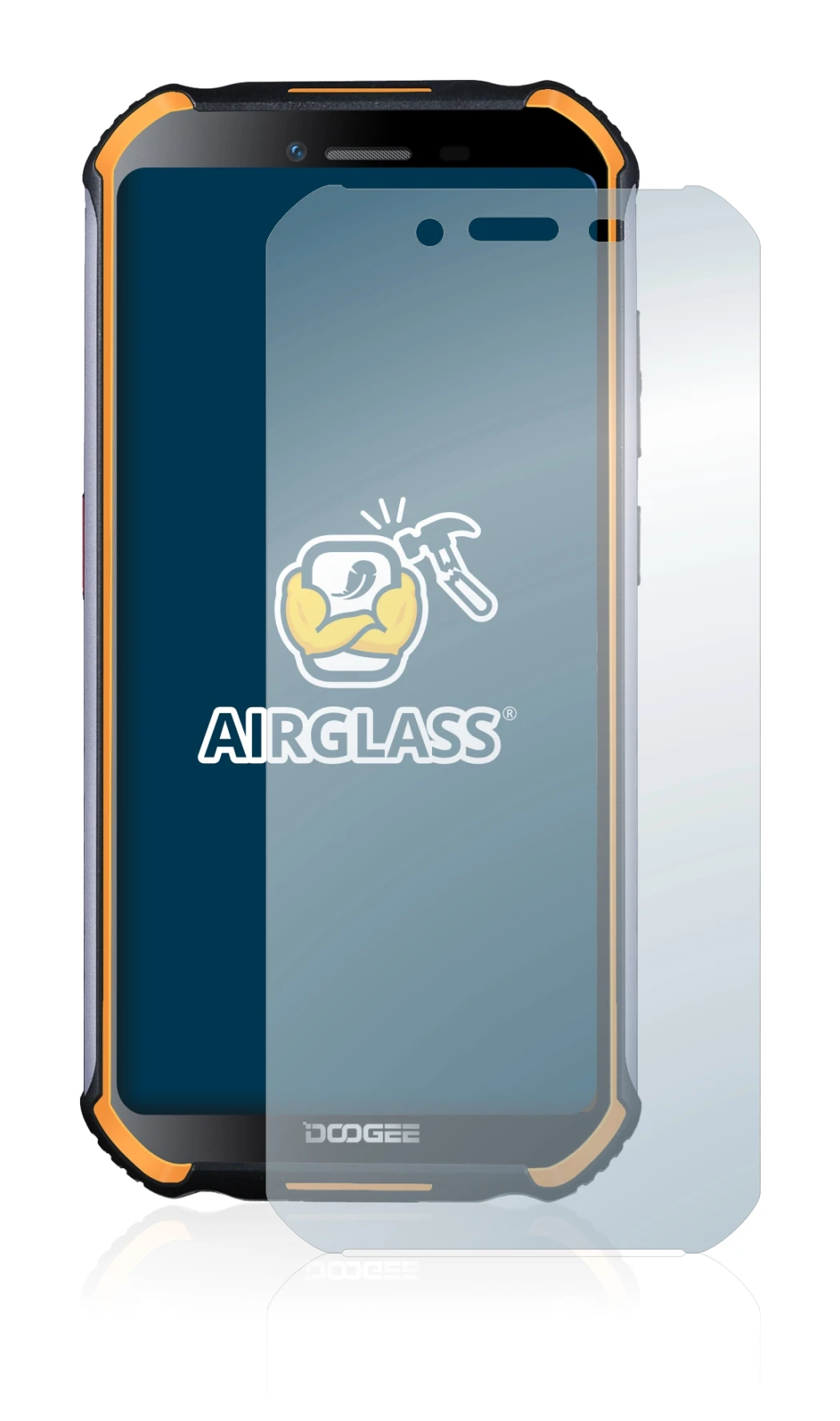 Image de l'appareil Doogee S40 avec une grande variété de protections d'écran.