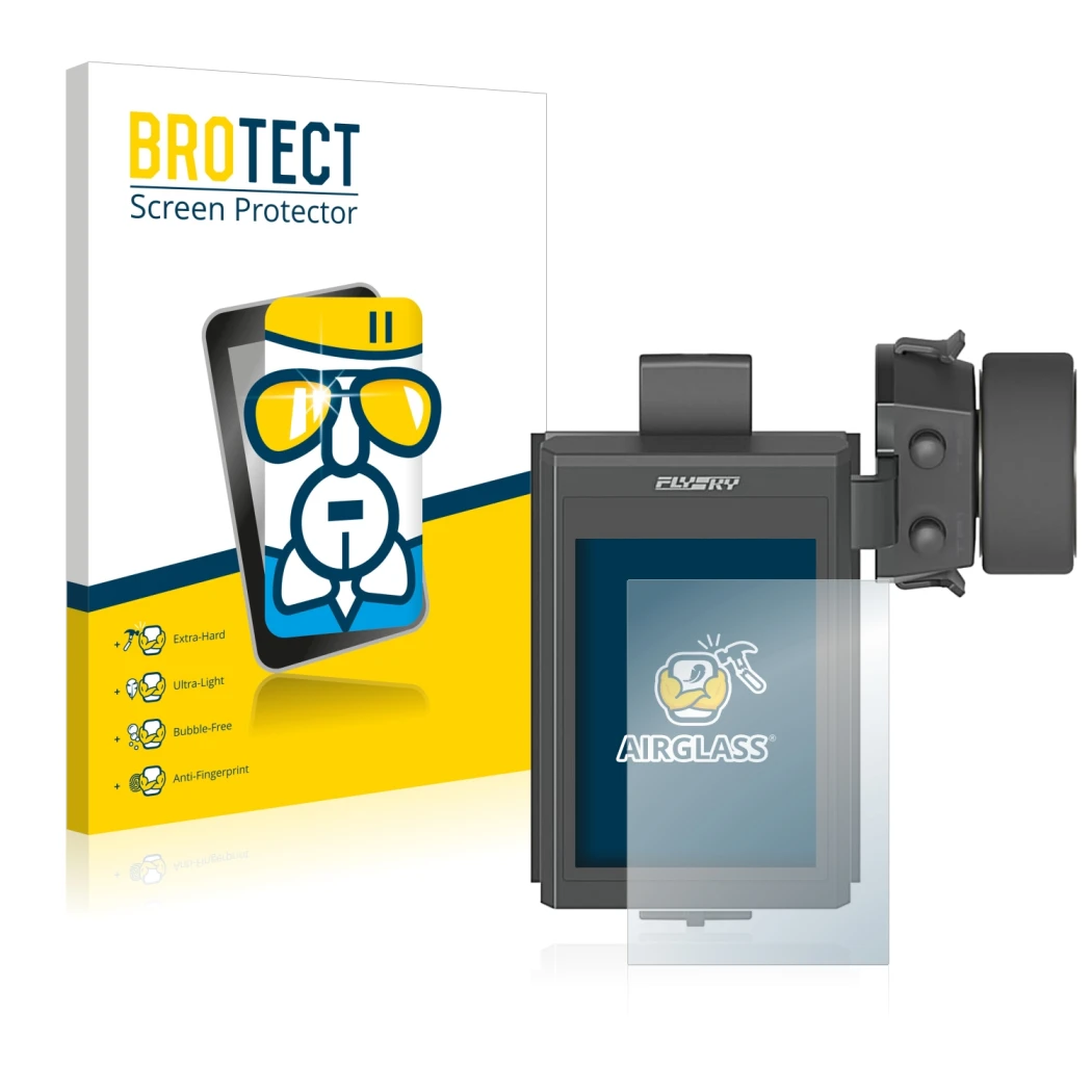 Face avant d’un emballage produit avec le logo de la marque BROTECT. À côté, l’appareil FlySky FS-NB4 est représenté avec la p