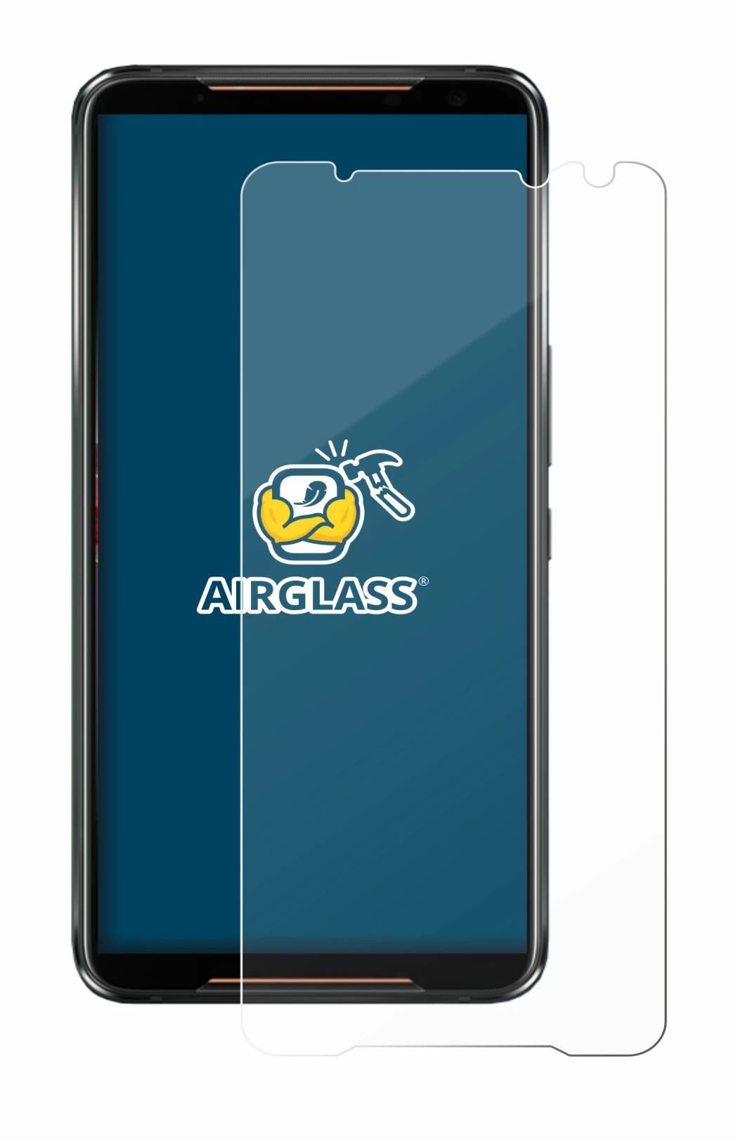Image de l'appareil ASUS ROG Phone 2 avec une grande variété de protections d'écran.