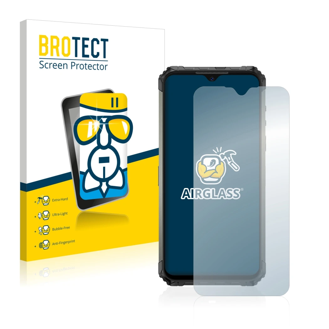 Face avant d’un emballage produit avec le logo de la marque BROTECT. À côté, l’appareil Ulefone Armor 7 est représenté avec la