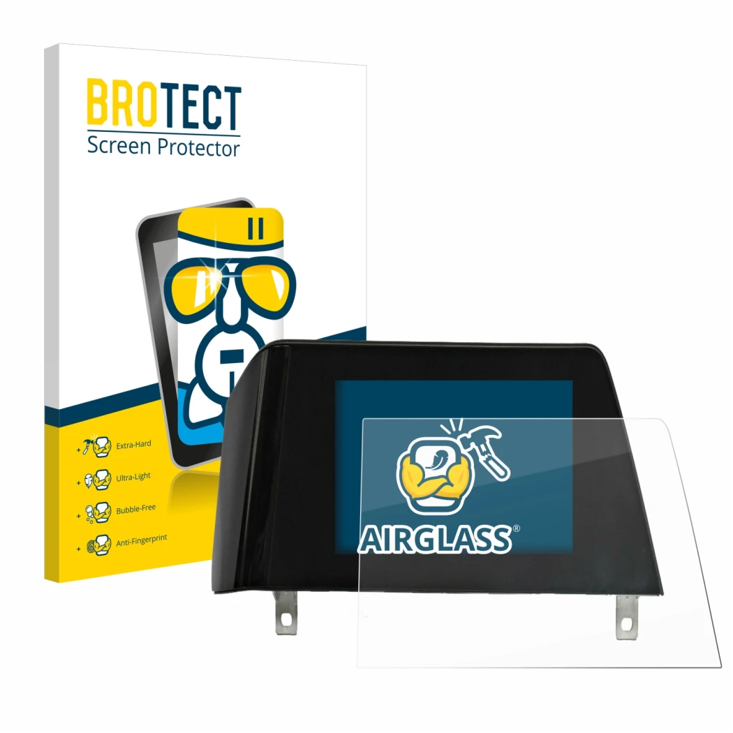 Face avant d’un emballage produit avec le logo de la marque BROTECT. À côté, l’appareil BMW 3 G21 2020 Infotainment System (tr