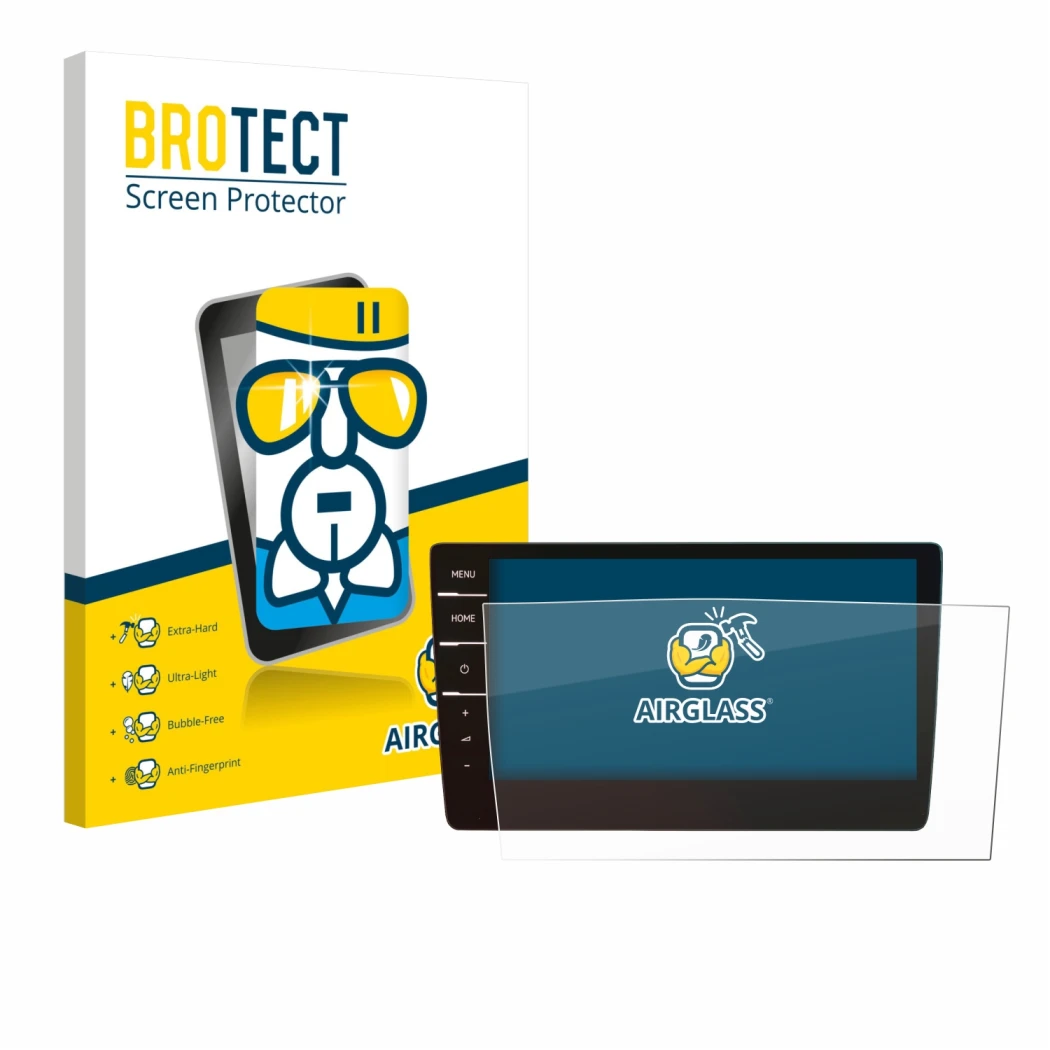 Face avant d’un emballage produit avec le logo de la marque BROTECT. À côté, l’appareil Volkswagen T6.1 California 2021 Discov