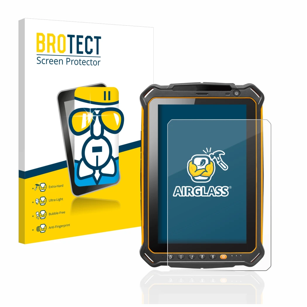 Face avant d’un emballage produit avec le logo de la marque BROTECT. À côté, l’appareil i.safe MOBILE IS930.2 est représenté a