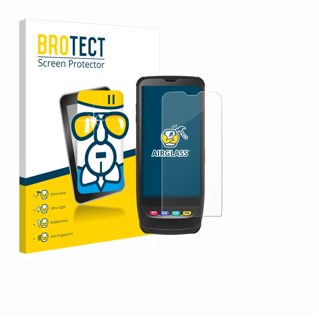 Face avant d’un emballage produit avec le logo de la marque BROTECT. À côté, l’appareil Casio IT-G650 est représenté avec la p