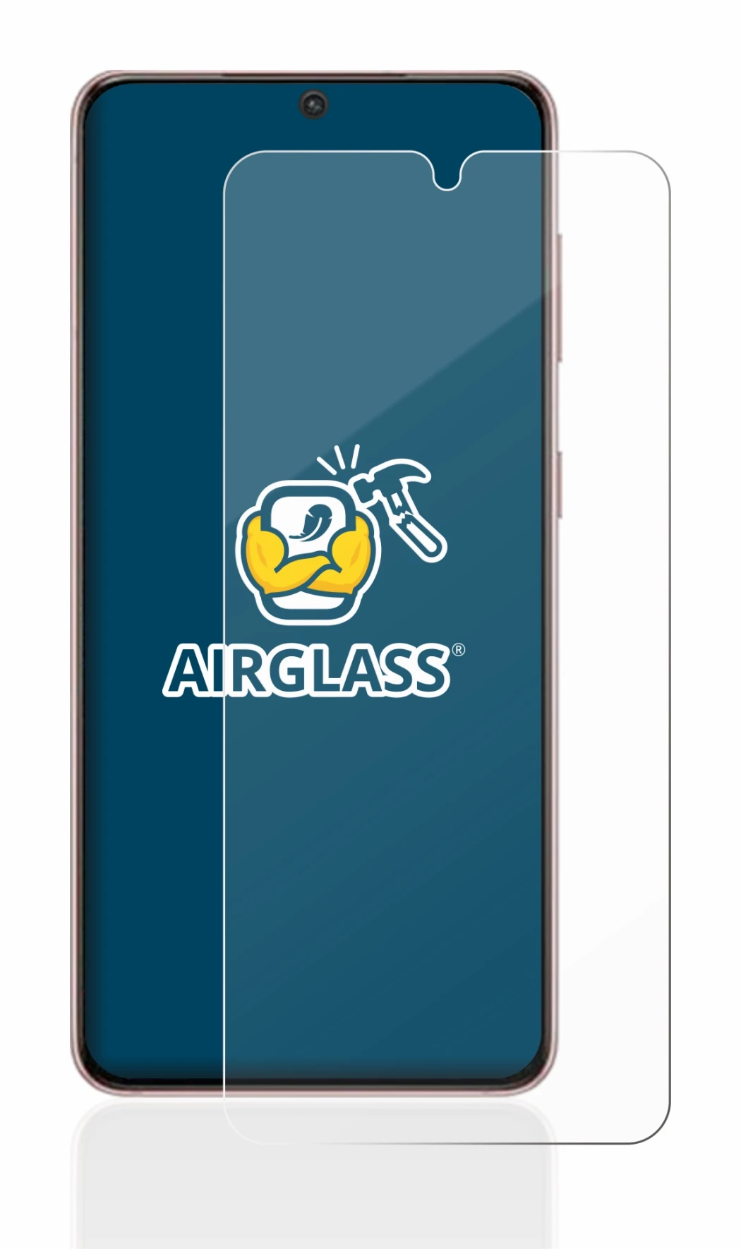 Image de l'appareil Samsung Galaxy S21 5G avec une grande variété de protections d'écran.