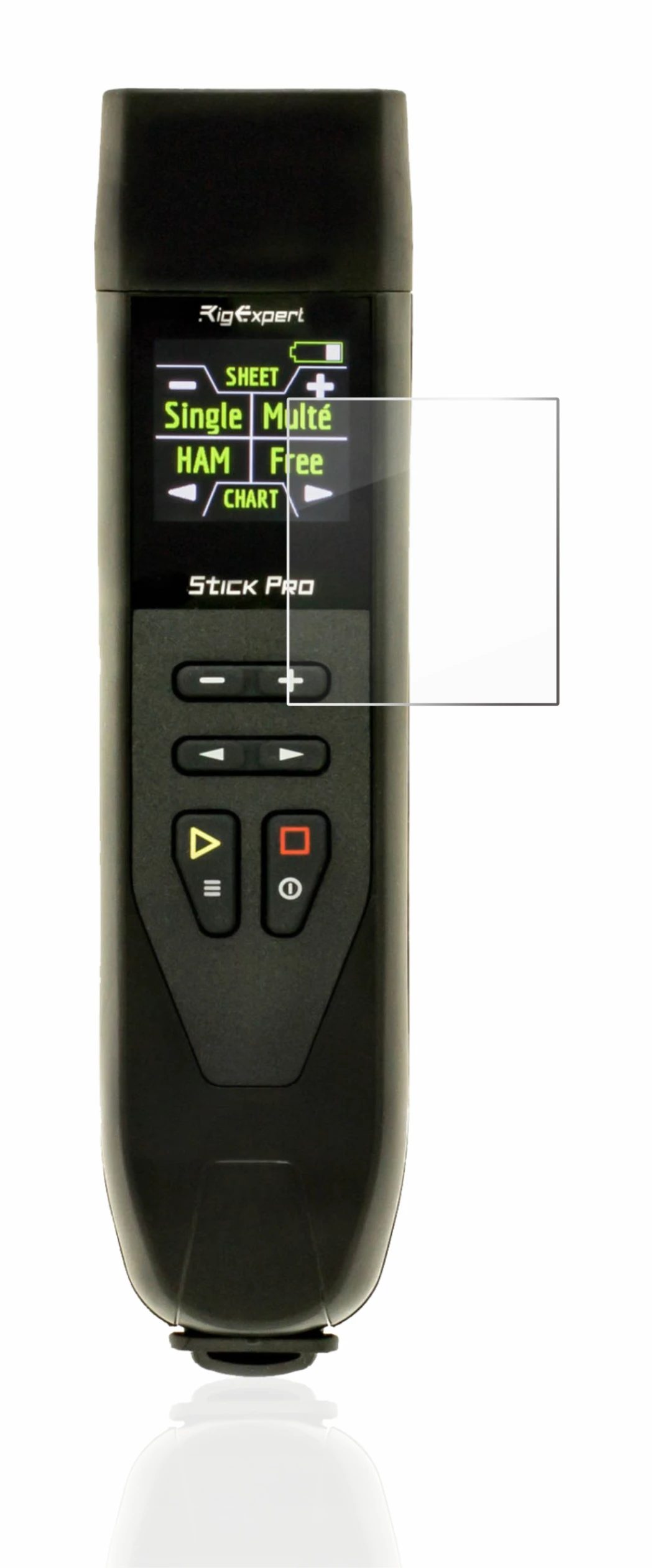 Image de l'appareil RigExpert Stick Pro avec une grande variété de protections d'écran.