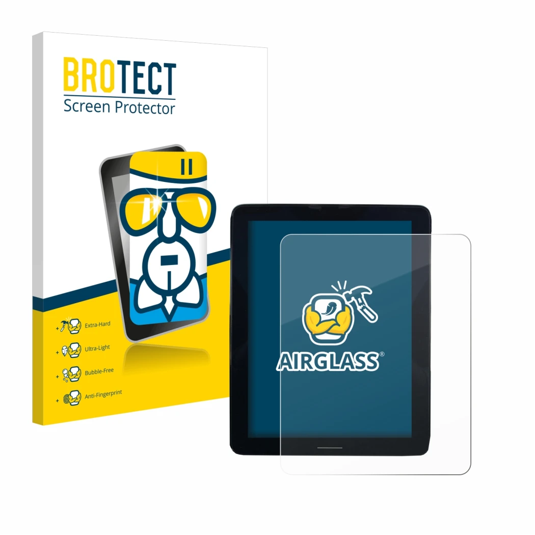 Face avant d’un emballage produit avec le logo de la marque BROTECT. À côté, l’appareil Volvo Polestar 2 2021 Infotainment Sys